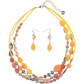 Coiris 3 Multi Layer Shell Glass Beaded Fashion Necklace for Women 21"