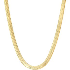 فيوسيم قلادة ذهبية متعرجة للنساء، سلسلة ثعبان مسطحة مطلية بالذهب عيار 14 قيراط للنساء، قلادة شوكر ذهبية للنساء، عرض 5 ملم وطول 18 انش، معدن عالي اللمعان in Kuwait