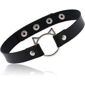 ايثون طوق ضيق قابل للتعديل من الجلد الناعم من البولي يوريثان بتصميم قطة بانك للنساء والفتيات، مصنوع من الجلد المعدني، خليط معدني, جلد معدني, خليط معدني in Kuwait