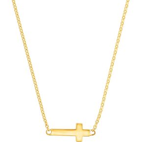 Simplex Horizontal Cross Pendant Necklace, Sterling Silver, White in Kuwait