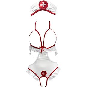 KKmeter Women Nurse Role Play Outfits Lingerie Set Naughty Nightingale Nurse Costume