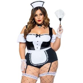 Leg Avenue Women's 3 Pc Foxy Frenchie Maid Costume with Bodysuit, Choker, Head Piece in Saudi Arabia