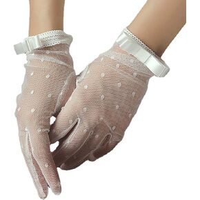 Lace Gloves White Women’s Wedding Gloves Floral Short Bridal Gloves Elegant Summer Gloves Evening Tea Party 20s Opera Gloves
