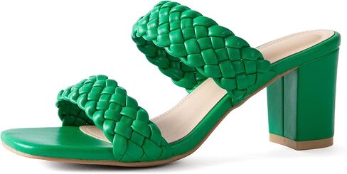 N.N.G Women Heels Sandals Braided Block Nude Summer Chunky Square Leather Woven Comfort Strappy Dress Casual Pumps Mules in Kuwait