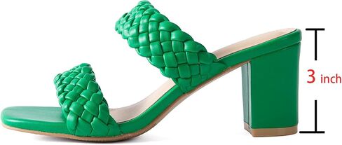 N.N.G Women Heels Sandals Braided Block Nude Summer Chunky Square Leather Woven Comfort Strappy Dress Casual Pumps Mules in Kuwait
