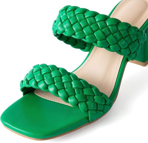 N.N.G Women Heels Sandals Braided Block Nude Summer Chunky Square Leather Woven Comfort Strappy Dress Casual Pumps Mules in Kuwait