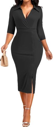 فستان MOJICK الكلاسيكي للنساء فساتين Bodycon Peplum Pencil وحفلات الكوكتيل in Kuwait