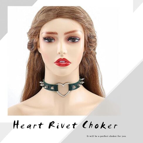 Gangel Studded Leather Choker Rock Short Necklace Rivet Adjustable Chain Hip-pop Cosplay Accessory for Women and Girls(Pack of 1) in Kuwait