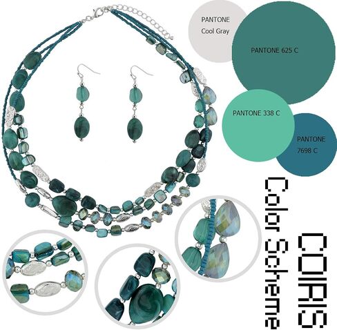 Coiris 3 Multi Layer Shell Glass Beaded Fashion Necklace for Women 21" in Kuwait