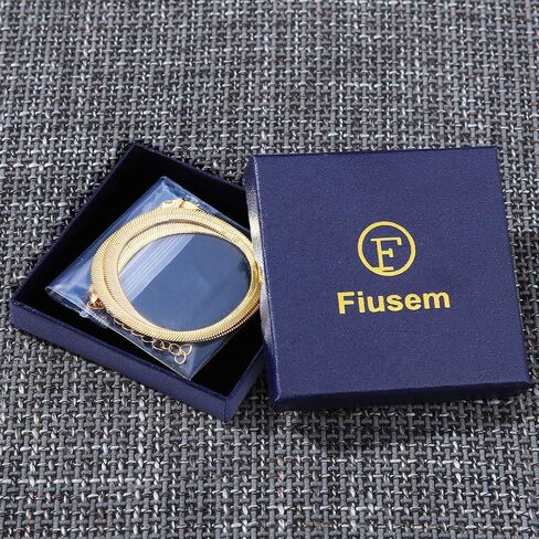 فيوسيم قلادة ذهبية متعرجة للنساء، سلسلة ثعبان مسطحة مطلية بالذهب عيار 14 قيراط للنساء، قلادة شوكر ذهبية للنساء، عرض 5 ملم وطول 18 انش، معدن عالي اللمعان in Kuwait