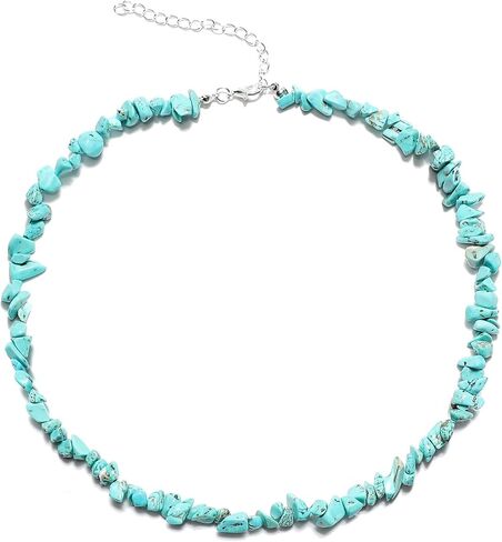 Kicomvi Crystal Stone Necklaces for Women Girls Natural Seed Bead Gemstone Chakra Necklaces Colorful Crystal Healing Chip Choker for Women Girl Jewelry in Kuwait