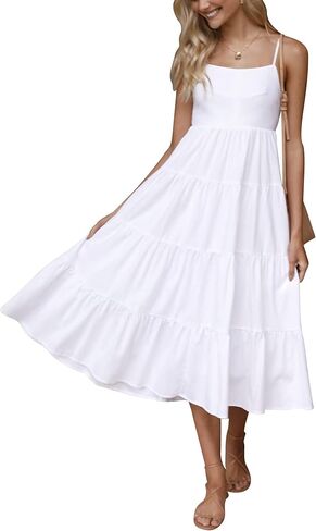 فستان بوهو سموكد متدرج رقبة البقر بدون ظهر فلوي كامي فساتين بيبي دول مع حزام قابل للتعديل برباط زائد in Kuwait