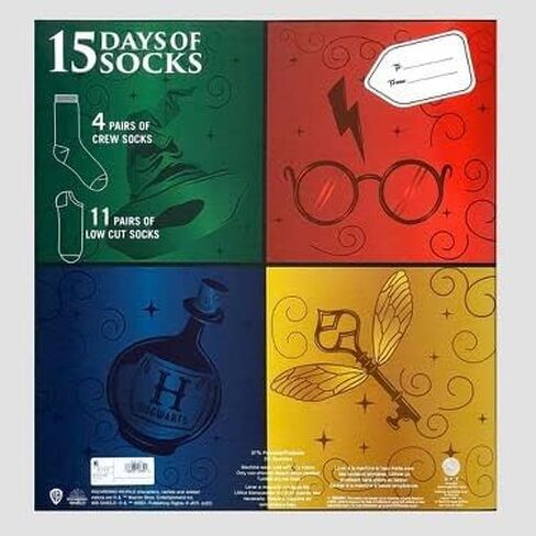 Men's Harry Potter 15 Days of Socks (Houses) Advent Calendar 15pk, Blue, One Size in Saudi Arabia