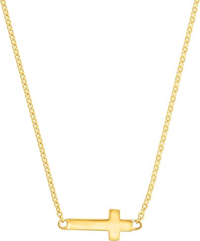 Simplex Horizontal Cross Pendant Necklace, Sterling Silver, White in Kuwait