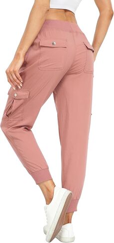 MISS MOLY Women's Hiking Cargo Pants Joggers Lightweight Quick Dry Casual Sweatpants Elastic Waist Button Pockets in Saudi Arabia