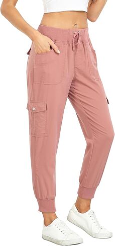 MISS MOLY Women's Hiking Cargo Pants Joggers Lightweight Quick Dry Casual Sweatpants Elastic Waist Button Pockets in Saudi Arabia