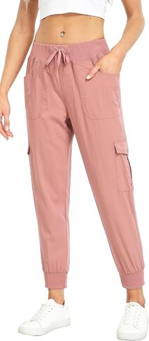 MISS MOLY Women's Hiking Cargo Pants Joggers Lightweight Quick Dry Casual Sweatpants Elastic Waist Button Pockets in Saudi Arabia