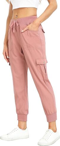 MISS MOLY Women's Hiking Cargo Pants Joggers Lightweight Quick Dry Casual Sweatpants Elastic Waist Button Pockets in Saudi Arabia