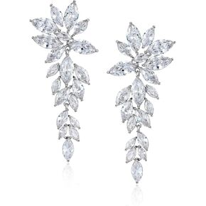 SWEETV Wedding Earrings for Brides Women Bridesmaid, Cubic Zirconia Chandelier Dangle Drop Bridal Earrings for Wedding Prom in Saudi Arabia