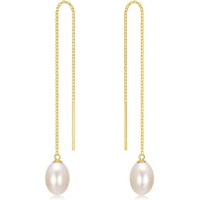 14K Gold Pearl/Sunflower/Celtic Knot/Cat/Witches Heart Earrings Pearl Jewelry Cultured Freshwater Pearl Gifts for Women Girls Mother's Day Gift for Wife in Kuwait