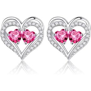 Iefil Mothers Day Gifts - 925 Sterling Silver Heart Birthstone Stud Earrings for Women Anniversary Valentines Gifts for Her Christmas Birthday Gifts for Women Wife Girlfriend Mom Teen Girls in Kuwait