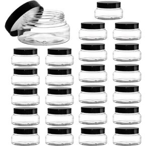 يارلونج 24 عبوة من الجرار البلاستيكية سعة 5 أونصة مع أغطية، برطمانات فرك الجسم الشفافة، حاويات فارغة قابلة لإعادة الملء، برطمانات عينات منخفضة المستوى للغسول وزبدة الجسم وفرك السكر والكريم in Kuwait