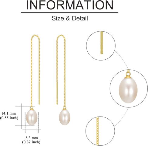 14K Gold Pearl/Sunflower/Celtic Knot/Cat/Witches Heart Earrings Pearl Jewelry Cultured Freshwater Pearl Gifts for Women Girls Mother's Day Gift for Wife in Kuwait