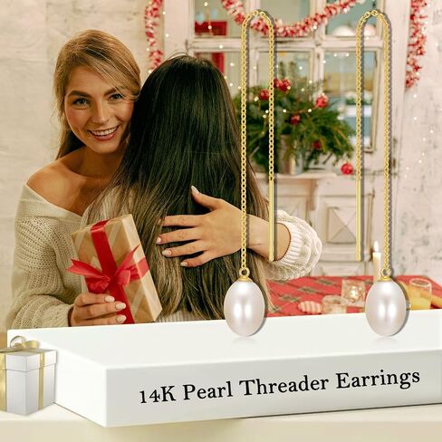 14K Gold Pearl/Sunflower/Celtic Knot/Cat/Witches Heart Earrings Pearl Jewelry Cultured Freshwater Pearl Gifts for Women Girls Mother's Day Gift for Wife in Kuwait