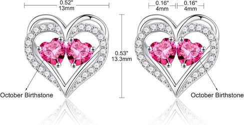 Iefil Mothers Day Gifts - 925 Sterling Silver Heart Birthstone Stud Earrings for Women Anniversary Valentines Gifts for Her Christmas Birthday Gifts for Women Wife Girlfriend Mom Teen Girls in Kuwait