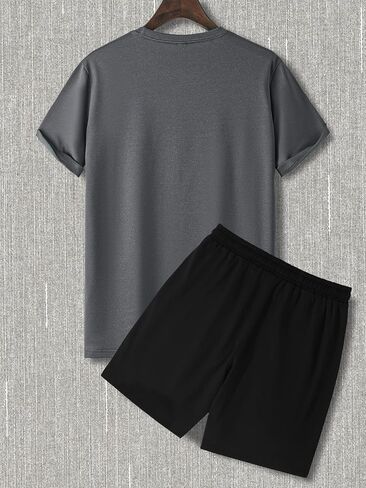 GORGLITTER Men's 2pc Graphic Shorts Set Tracksuits Short Sleeve Tee Drawstring Pocket Shorts Set in Saudi Arabia
