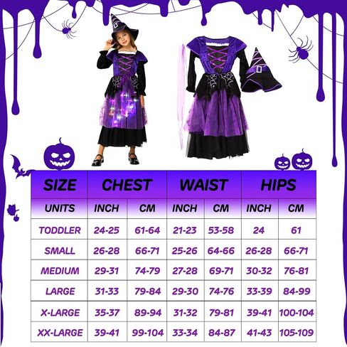 زي الساحرة للهالوين للفتيات الصغار، زي ساحرة مضيء، فستان ساحرة لامع للأطفال، حفلة تنكرية in Kuwait