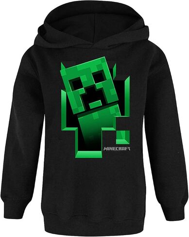 Minecraft Hoodie Boys Kids Gamer Black Creeper Inside Hooded Jumper in Kuwait