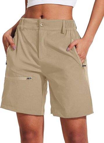 COOrun Womens Hiking Cargo Shorts Quick Dry Summer Half Pants Golf Travel Athletic 8"/7" Length Shorts with Zipper Pockets in Kuwait