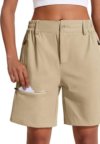 COOrun Womens Hiking Cargo Shorts Quick Dry Summer Half Pants Golf Travel Athletic 8"/7" Length Shorts with Zipper Pockets in Kuwait