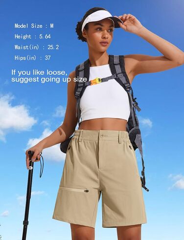 COOrun Womens Hiking Cargo Shorts Quick Dry Summer Half Pants Golf Travel Athletic 8"/7" Length Shorts with Zipper Pockets in Kuwait