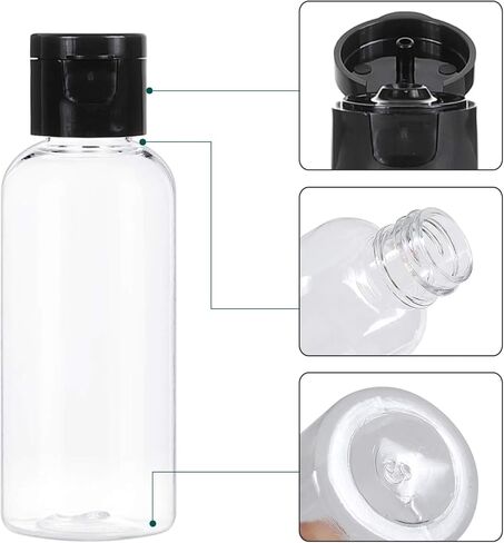 زجاجات سفر قابلة لإعادة الملء من شيكور، مجموعة من 30 زجاجة 60 مل بلاستيكية فارغة مانعة للتسرب مع غطاء قلاب لشامبو كريمي وصابون سائل in Kuwait