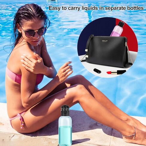 زجاجات سفر قابلة لإعادة الملء من شيكور، مجموعة من 30 زجاجة 60 مل بلاستيكية فارغة مانعة للتسرب مع غطاء قلاب لشامبو كريمي وصابون سائل in Kuwait