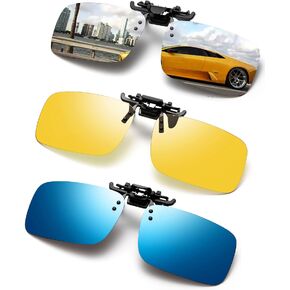 FF FRAZALA Polarized Clip-on Sunglasses 3 PACK Anti-Glare UV Protection Flip-up Sunglasses Over Prescription Glasses