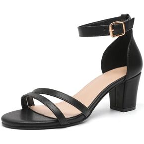 kkdom Women Fashion Open Toe Ankle Strap Chunky Heels Sexy Sandals Comfort Women Dressy Summer Shoe for Party Dating Daily Work
