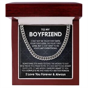 GLAVICY To My Boyfriend Necklace, Necklace Gift For Boyfriend From Girlfriend, Promise Necklace For Boyfriend, Cuban Link Chain Necklace For Boyfriend, Gifts For Boyfriend Birthday Valentine