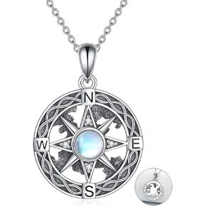 YFN Compass Pendant Necklace Sterling Silver Navy Anchor Travel Map Necklace for Women Men 18"