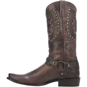 Dingo Mens War Eagle Studded Square Toe Casual Boots Mid Calf - Black in Saudi Arabia