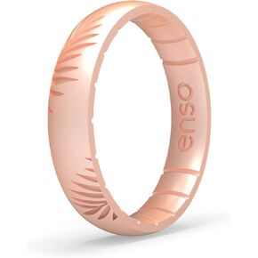 Enso Rings Etched Classic Thin Silicone Rings - Comfortable and Flexible Design - 4.3mm Wide, 1.75 Thick