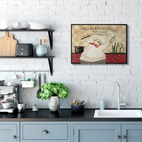 Stupell Industries The Gathering Place Phrase Vintage Kitchen Chef Charm, Design by Dan DiPaolo Canvas Wall Art, 24 x 30, Tan in Saudi Arabia