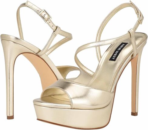 Nine West Women's Geez Heeled Sandal, Gold 710, 5.5 in Kuwait