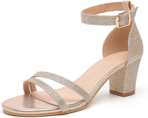 kkdom Women Fashion Open Toe Ankle Strap Chunky Heels Sexy Sandals Comfort Women Dressy Summer Shoe for Party Dating Daily Work in Kuwait