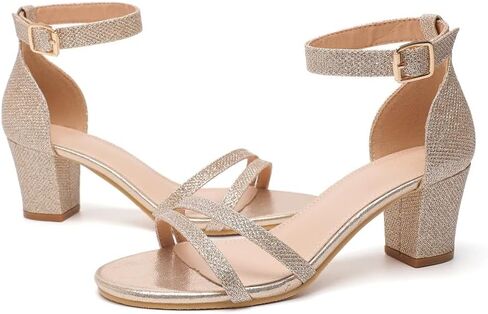 kkdom Women Fashion Open Toe Ankle Strap Chunky Heels Sexy Sandals Comfort Women Dressy Summer Shoe for Party Dating Daily Work in Kuwait