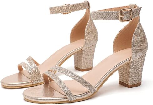 kkdom Women Fashion Open Toe Ankle Strap Chunky Heels Sexy Sandals Comfort Women Dressy Summer Shoe for Party Dating Daily Work in Kuwait