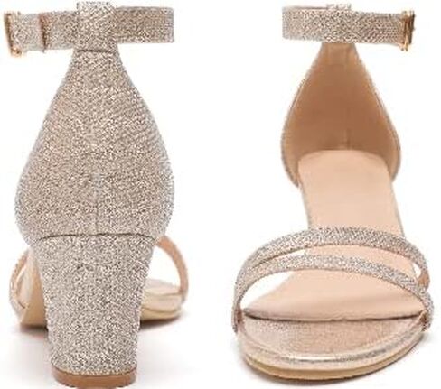 kkdom Women Fashion Open Toe Ankle Strap Chunky Heels Sexy Sandals Comfort Women Dressy Summer Shoe for Party Dating Daily Work in Kuwait