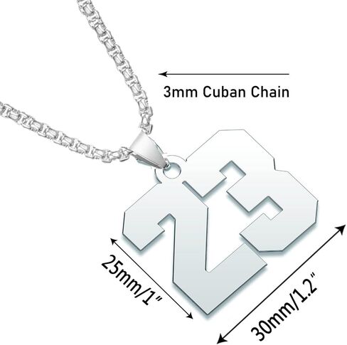 MZC Jewelry Gold Number Necklace for Men Boys Personalized Custom Lucky Stainless Steel Jersey Baseball/Soccer/Football/Basketball Number Chain Pendant for Soprts Fan Unisex in Kuwait